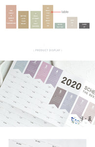 2020 Paper Wall Calendar and To Do List with Free Stickers