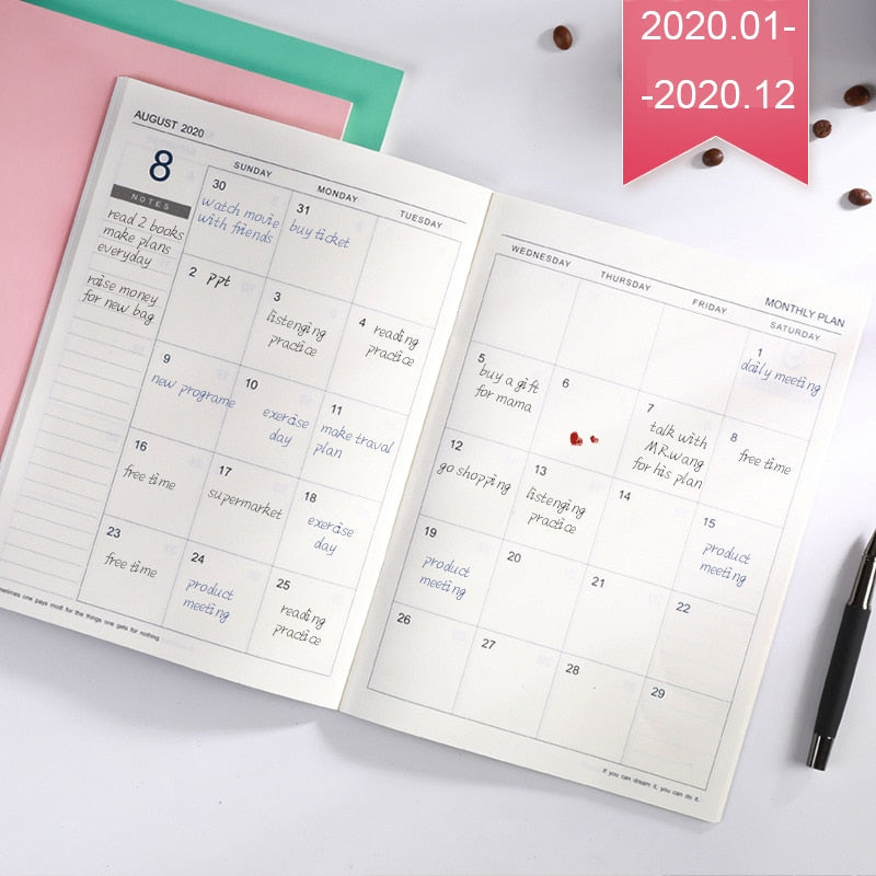 2020 Year Monthly Goal Planner with Personal Agenda & Dairy.