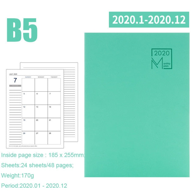 2020 Year Monthly Goal Planner with Personal Agenda & Dairy.